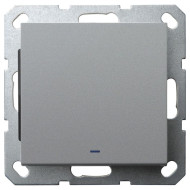 Выключатель со светодиодом одноклавишный Jasmart в комплекте с накладкой 10A 250V цвет алюминий G3011NS