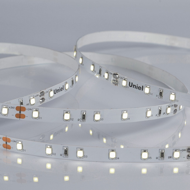 Светодиодная лента Uniel ULS-2835-60LED/m-8mm-IP20-DC24V-6W/m-5M-DW катушка в герметичной упаковке Светодиодная лента Uniel ULS-2835-60LED/m-8mm-IP20-DC24V-6W/m-5M-DW катушка в герметичной упаковке