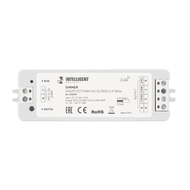 Диммер Arlight SMART-SET-PWM-104-52-RGB-SUF White (12-24V, 3x4A, ПДУ LINE, 2.4G) 036189 Диммер Arlight SMART-SET-PWM-104-52-RGB-SUF White (12-24V, 3x4A, ПДУ LINE, 2.4G) 036189