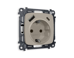 Комплект механизма розетки 2USB A+C 20W (быстрая зарядка) с/з Ambrella Volt Omega MO370010