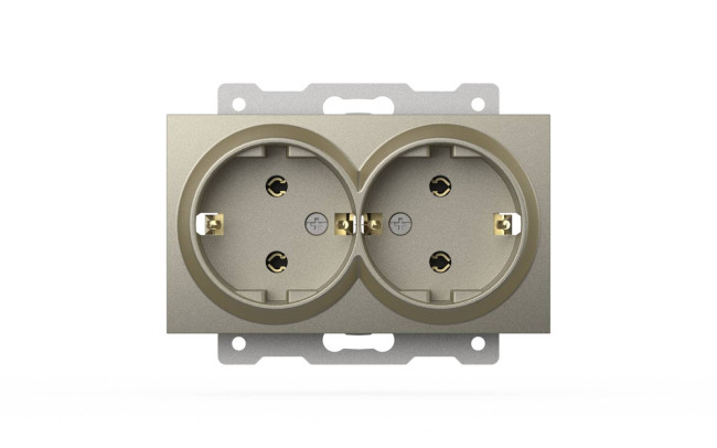 Розетка двухместная с заземлением ELBI Zena Vega 609-011400-907 Розетка двухместная с заземлением ELBI Zena Vega 609-011400-907