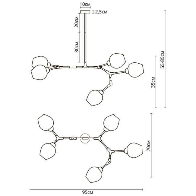Люстра на штанге Arte Lamp Yuka A4103SP-5GO Люстра на штанге Arte Lamp Yuka A4103SP-5GO