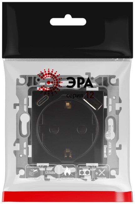 Розетка со шторками с USB type-A+C Эра 12-4108-06 Б0067746 Розетка со шторками с USB type-A+C Эра 12-4108-06 Б0067746
