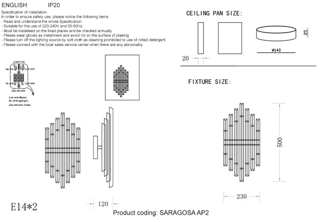 Настенный светильник Crystal Lux SARAGOSA AP2 BRASS/TRANSPARENTE Настенный светильник Crystal Lux SARAGOSA AP2 BRASS/TRANSPARENTE