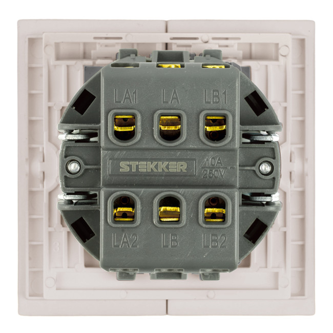 Переключатель 2-клавишный (механизм) Stekker Мия 250В 10А RSW10-3107-08 пудровый жемчуг 50478 Переключатель 2-клавишный (механизм) Stekker Мия 250В 10А RSW10-3107-08 пудровый жемчуг 50478