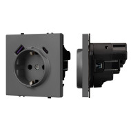 Механизм розетки с USB зарядкой Arlight SCT-NOBE-MUAC-SFPL-GR (230V, 16A) 054287