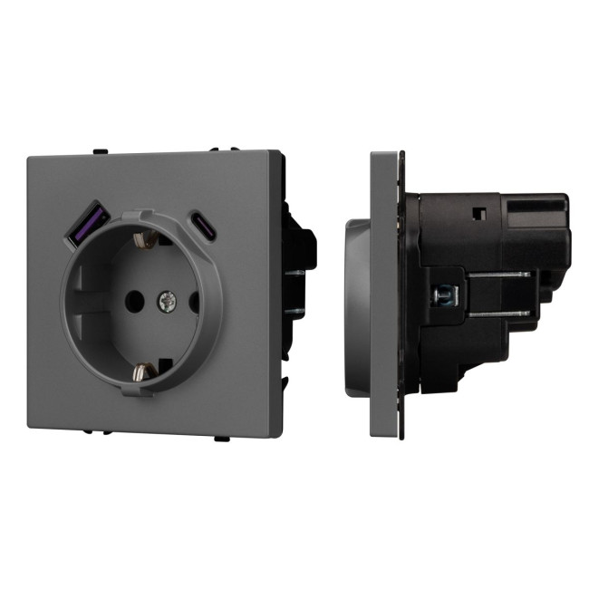Механизм розетки с USB зарядкой Arlight SCT-NOBE-MUAC-SFPL-GR (230V, 16A) 054287 Механизм розетки с USB зарядкой Arlight SCT-NOBE-MUAC-SFPL-GR (230V, 16A) 054287