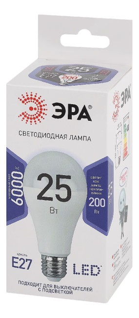 Лампа светодиодная Эра E27 25W 6000K LED A65-25W-860-E27 Б0035336 Лампа светодиодная Эра E27 25W 6000K LED A65-25W-860-E27 Б0035336
