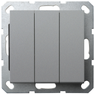 Выключатель трёхклавишный Jasmart в комплекте с накладкой 10A 250V цвет алюминий G3031S
