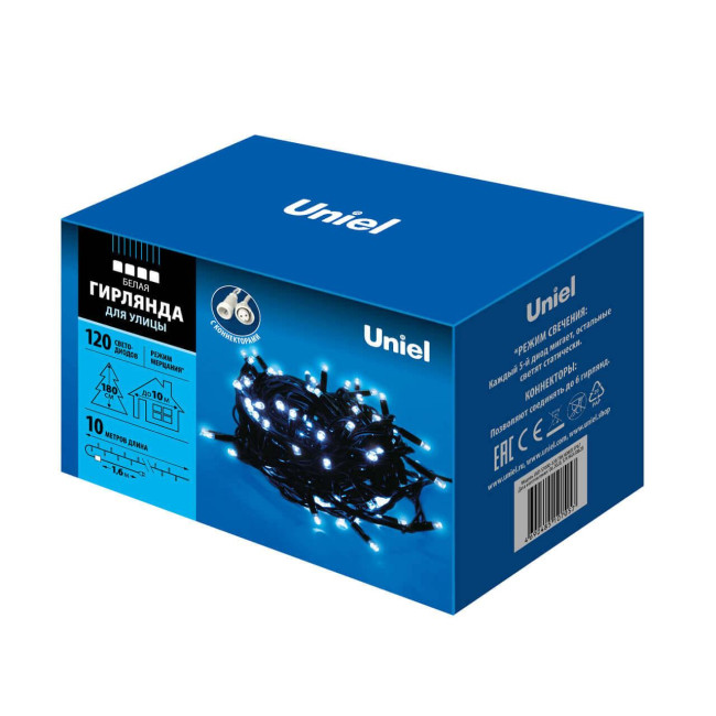 Уличная светодиодная гирлянда (UL-00003944) Uniel  белый ULD-S1000-120/TBK White IP67
