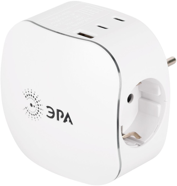 Разветвитель электрический ЭРА SP-3e-3USBAC-W на 3 розетки + 3 USB A+C с заземлением со шторками 16А белый Б0069081 Разветвитель электрический ЭРА SP-3e-3USBAC-W на 3 розетки + 3 USB A+C с заземлением со шторками 16А белый Б0069081