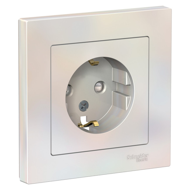 Розетка с/з со шторками, 16А Systeme Electric AtlasDesign Жемчуг ATN000444 Розетка с/з со шторками, 16А Systeme Electric AtlasDesign Жемчуг ATN000444