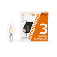 Лампа светодиодная Gauss Basic Filament E14 5,5W 2700K 1041116T Лампа светодиодная Gauss Basic Filament E14 5,5W 2700K 1041116T