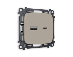 Комплект механизма розетки 2USB A+C 20W (быстрая зарядка) Ambrella Volt Omega MO371010