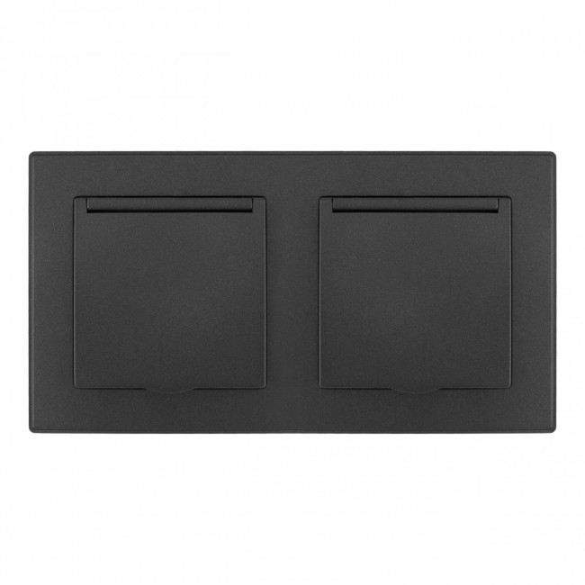 Розетка двойная (двухпостовая) с/з и шторками Arte Milano SET06-2-41-1x2 black Розетка двойная (двухпостовая) с/з и шторками Arte Milano SET06-2-41-1x2 black