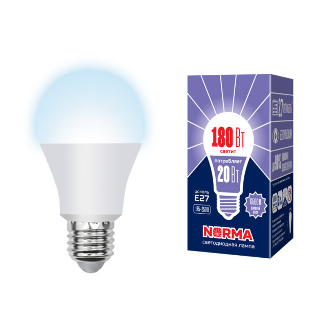Лампа светодиодная (UL-00004028) Volpe E27 20W 6500K матовая LED-A65-20W/DW/E27/FR/NR Лампа светодиодная (UL-00004028) Volpe E27 20W 6500K матовая LED-A65-20W/DW/E27/FR/NR