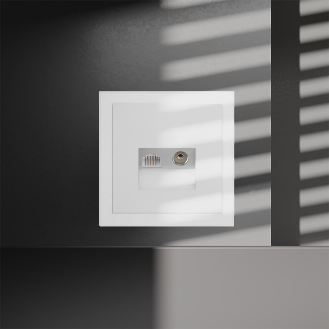 Розетка телевизионная встраиваемая Voltum S70 TV+RJ45 кат. 6, (белый матовый) VLS060702 Розетка телевизионная встраиваемая Voltum S70 TV+RJ45 кат. 6, (белый матовый) VLS060702