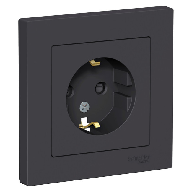 Розетка с/з со шторками, 16А, в сборе Systeme Electric AtlasDesign Карбон ATN001044 Розетка с/з со шторками, 16А, в сборе Systeme Electric AtlasDesign Карбон ATN001044