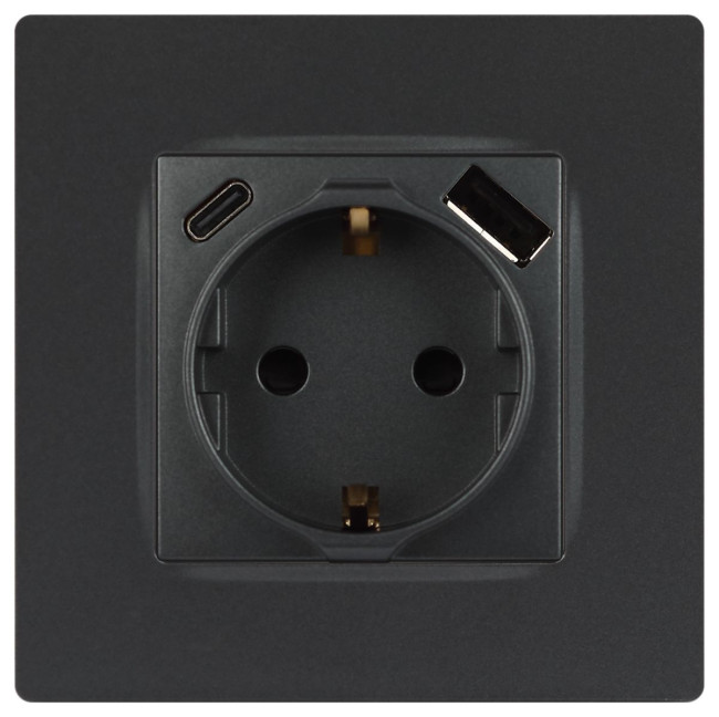 Розетка со шторками с USB type-A+C Эра 12-4108-12 Б0067700 Розетка со шторками с USB type-A+C Эра 12-4108-12 Б0067700
