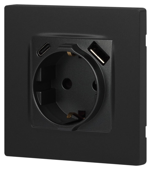 Розетка со шторками с USB type-A+C Эра 12-4108-12 Б0067700 Розетка со шторками с USB type-A+C Эра 12-4108-12 Б0067700