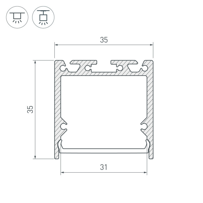 Алюминиевый профиль Arlight с экраном SL-LINE-3535-2500 WHITE+OPAL 036302 Алюминиевый профиль Arlight с экраном SL-LINE-3535-2500 WHITE+OPAL 036302
