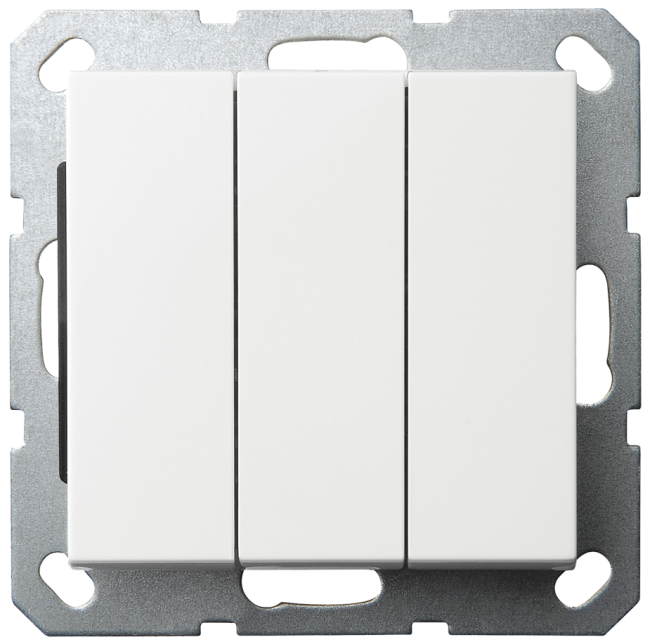 Выключатель трёхклавишный Jasmart с накладкой 10A 250V белый глянцевый G3031W Выключатель трёхклавишный Jasmart с накладкой 10A 250V белый глянцевый G3031W