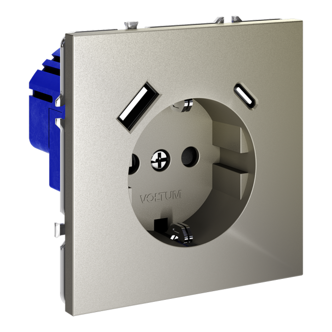 Розетка с USB, A+C Voltum S70 VLS040504 (шелк) Розетка с USB, A+C Voltum S70 VLS040504 (шелк)