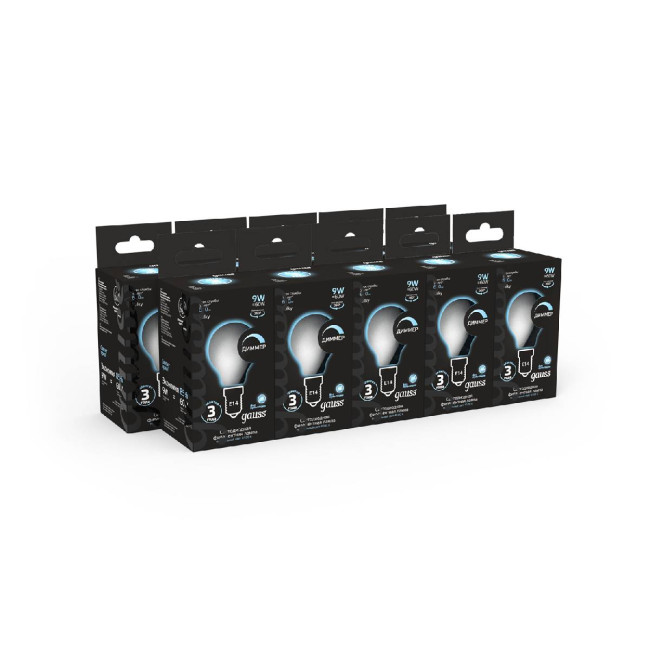 Лампа светодиодная филаментная диммируемая Gauss E14 9W 4100К матовая 105201209-D