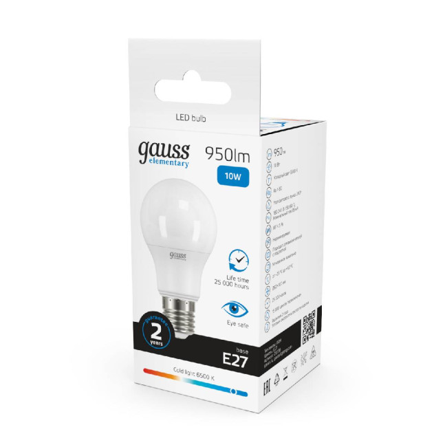 Лампа светодиодная Gauss E27 10W 6500K груша матовая 23230 Лампа светодиодная Gauss E27 10W 6500K груша матовая 23230