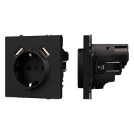 Механизм розетки с USB зарядкой Arlight SCT-NOBE-MUAA-SFPL-BK (230V, 16A) 054289