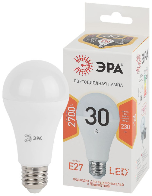 Лампа светодиодная Эра E27 30W 2700K LED A65-30W-827-E27 Б0048015 Лампа светодиодная Эра E27 30W 2700K LED A65-30W-827-E27 Б0048015
