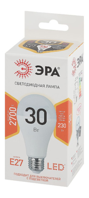 Лампа светодиодная Эра E27 30W 2700K LED A65-30W-827-E27 Б0048015 Лампа светодиодная Эра E27 30W 2700K LED A65-30W-827-E27 Б0048015