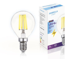 Филаментная cветодиодная лампа Ambrella Light Filament G45 E14 6W 4200K 204215 Филаментная cветодиодная лампа Ambrella Light Filament G45 E14 6W 4200K 204215