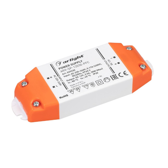 Блок питания Arlight ARV-SP-12030-PFC (12V, 2.5A, 30W) 039230 Блок питания Arlight ARV-SP-12030-PFC (12V, 2.5A, 30W) 039230