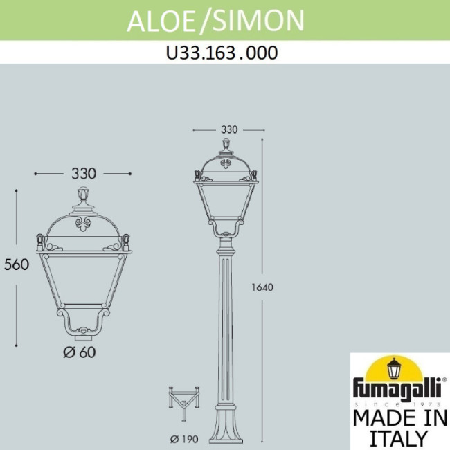 Садовый светильник Fumagalli U33.163.000.AXH27 Садовый светильник Fumagalli U33.163.000.AXH27