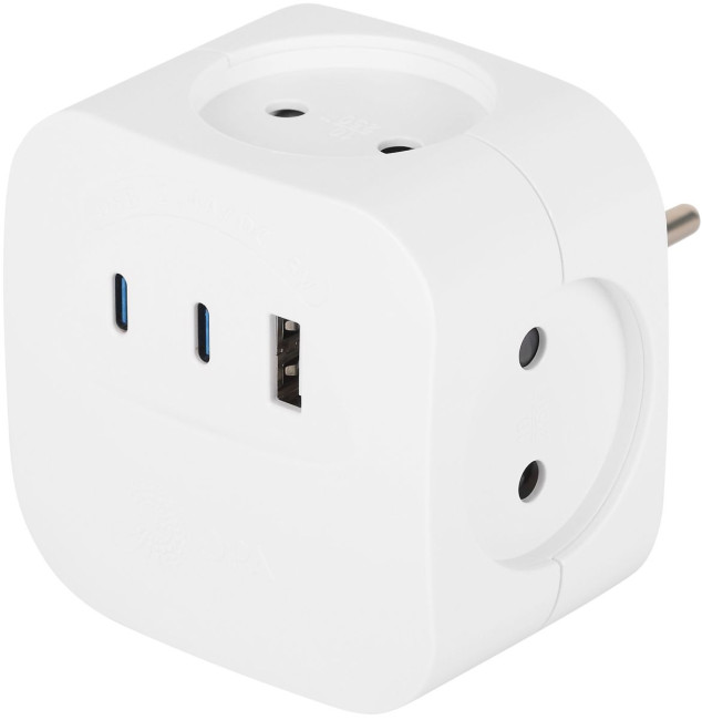 Разветвитель электрический ЭРА SP-4-3USBAC-W на 4 розетки + 3 USB A+C со шторками 10А белый Б0069083 Разветвитель электрический ЭРА SP-4-3USBAC-W на 4 розетки + 3 USB A+C со шторками 10А белый Б0069083
