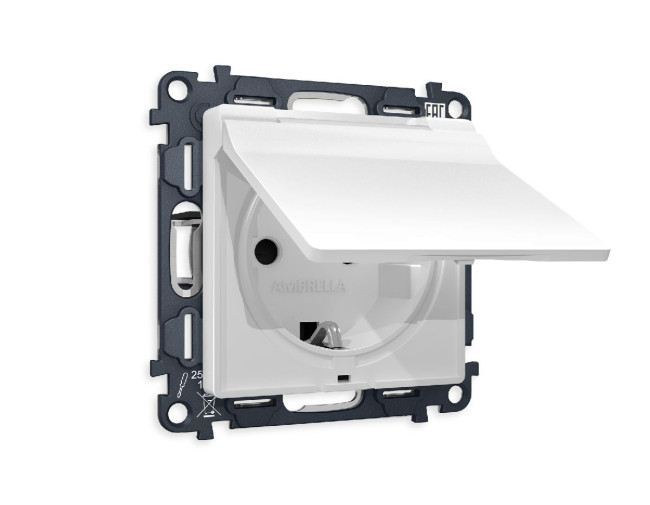 Комплект механизма розетки с/з со шторками и крышкой Ambrella Volt Alfa MA128010
