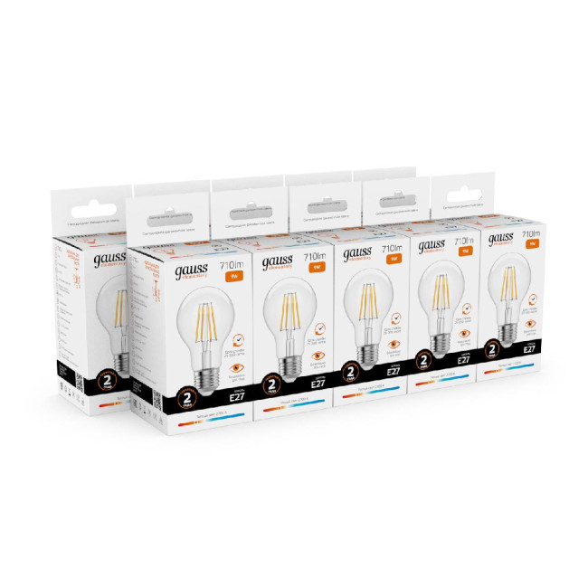 Лампа светодиодная Gauss Filament Elementary E27 9W 2700K 22219 Лампа светодиодная Gauss Filament Elementary E27 9W 2700K 22219