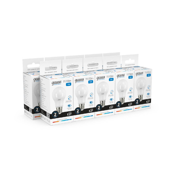 Лампа светодиодная Gauss E27 12W 6500K груша матовая 23232 Лампа светодиодная Gauss E27 12W 6500K груша матовая 23232