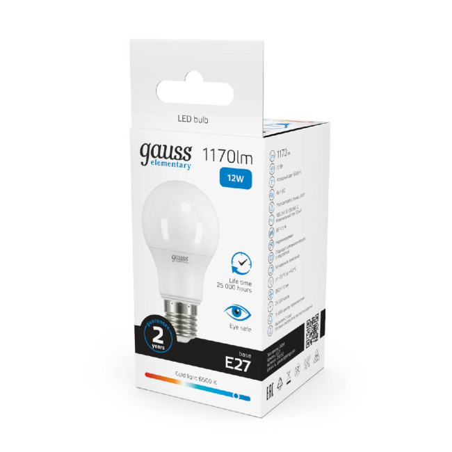 Лампа светодиодная Gauss E27 12W 6500K груша матовая 23232 Лампа светодиодная Gauss E27 12W 6500K груша матовая 23232