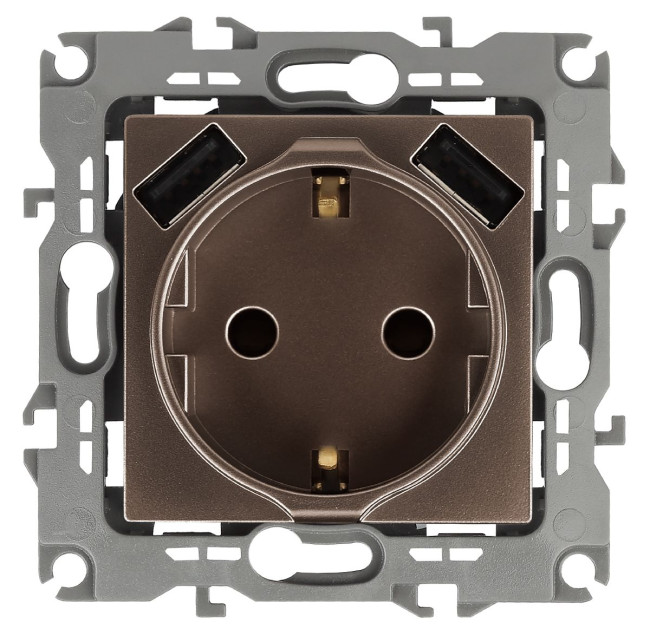 Розетка 2P+E со шторками с 2xUSB Эра 12-4109-13 Б0047847 Розетка 2P+E со шторками с 2xUSB Эра 12-4109-13 Б0047847