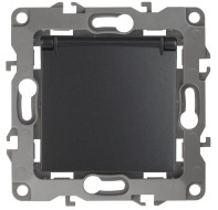 Розетка 2P+E Schuko со шторками с крышкой Эра 12-2103-05 Б0014697