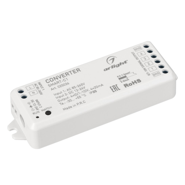 Конвертер Arlight Smart-C1 (12V, RF-0/1-10V, 2.4G) 025036 Конвертер Arlight Smart-C1 (12V, RF-0/1-10V, 2.4G) 025036