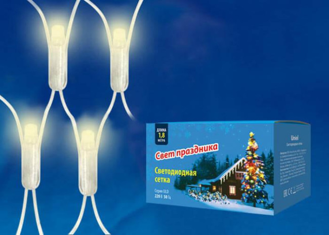 Светодиодная гирлянда (UL-00005489) Uniel сетка 220V теплый белый ULD-N1815-180/DTA Warm White IP20 Светодиодная гирлянда (UL-00005489) Uniel сетка 220V теплый белый ULD-N1815-180/DTA Warm White IP20