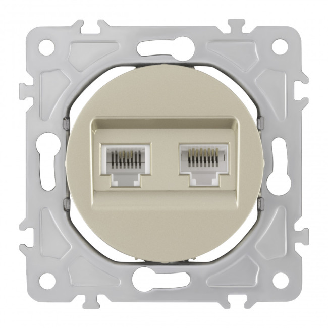 Розетка телефонная RJ11 + компьютерная RJ45 Arte Milano 202.44-1.shampan Розетка телефонная RJ11 + компьютерная RJ45 Arte Milano 202.44-1.shampan