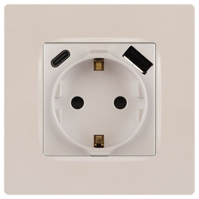 Розетка со шторками с USB type-A+C Эра 12-4108-15 Б0067767 Розетка со шторками с USB type-A+C Эра 12-4108-15 Б0067767
