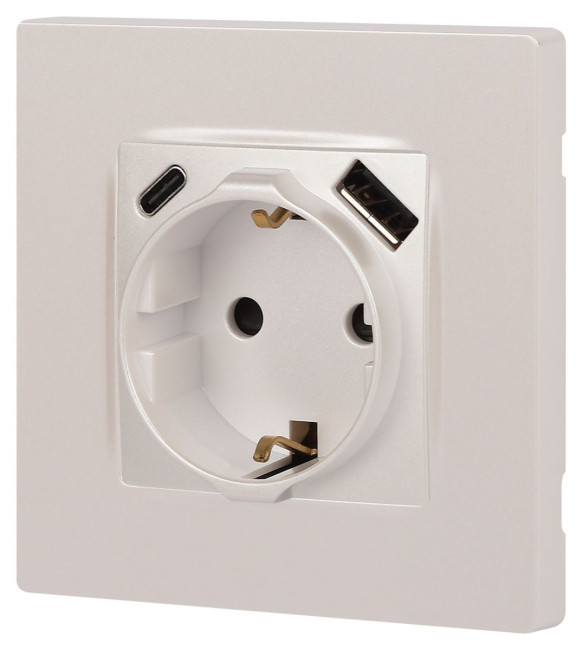 Розетка со шторками с USB type-A+C Эра 12-4108-15 Б0067767 Розетка со шторками с USB type-A+C Эра 12-4108-15 Б0067767