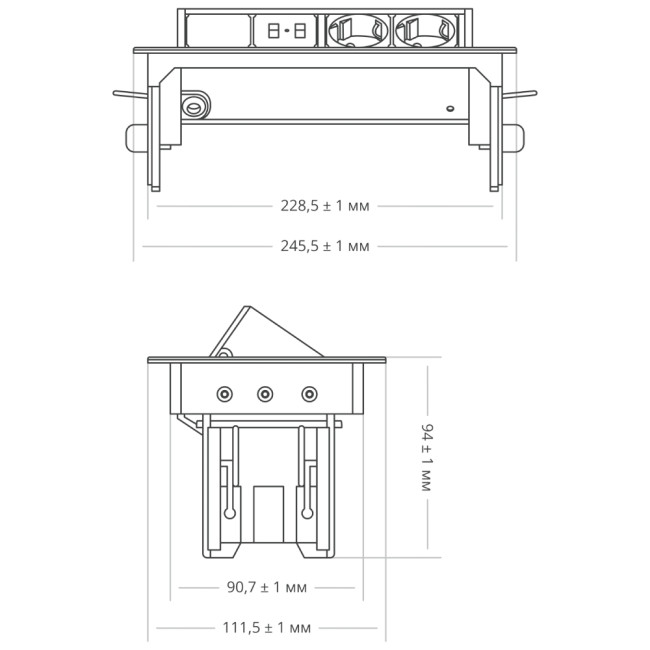Блок розеток 47 (2 секции и 2 USB) Mebax 00-00000830 Блок розеток 47 (2 секции и 2 USB) Mebax 00-00000830