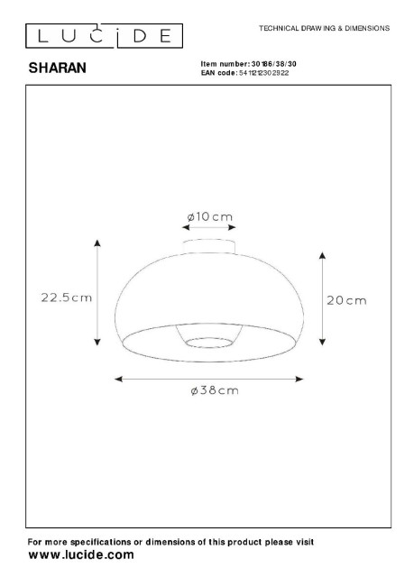 Потолочный светильник Lucide Sharan 30186/38/30 Потолочный светильник Lucide Sharan 30186/38/30