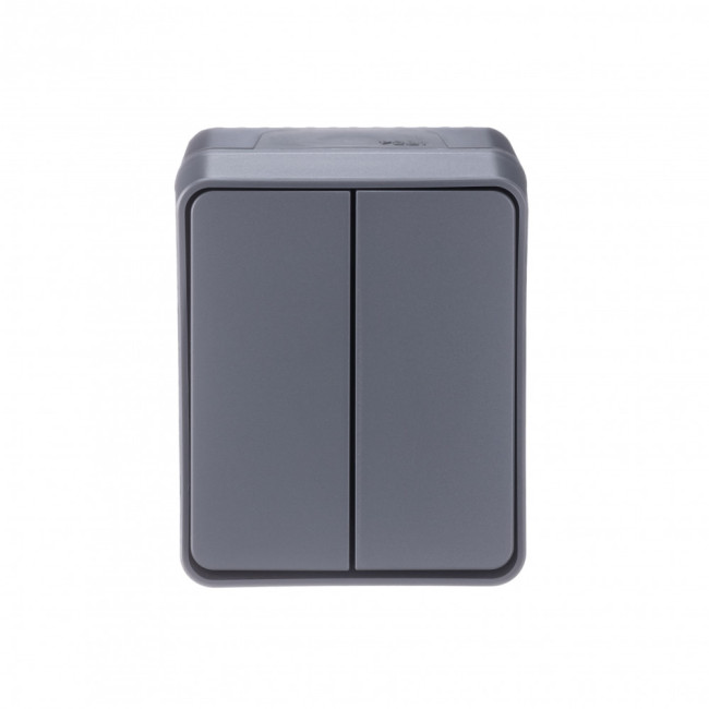 Выключатель 2-клавишный Systeme Electric AtlasDesign Profi54 Наруж Антрацит ATN544051